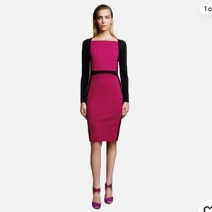 Narciso Rodriguez Mulberry And Black Bodycon Midi Dress. Small.